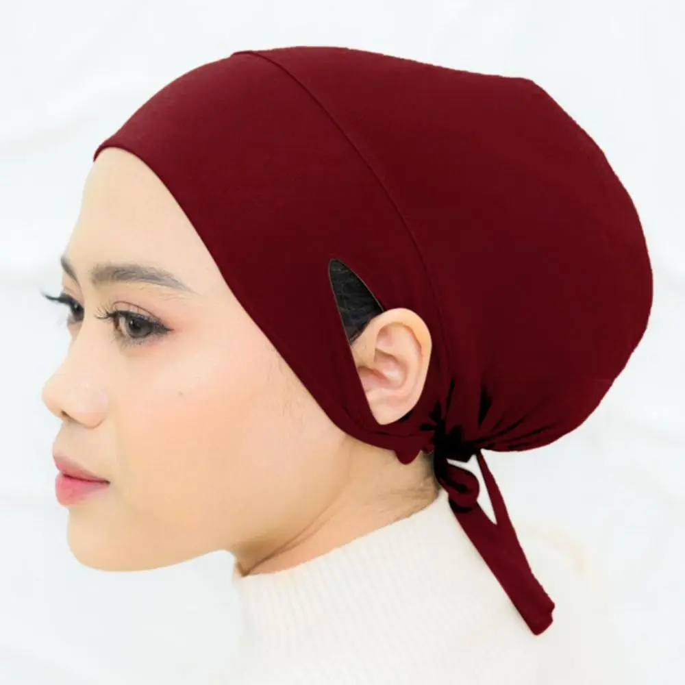 Pañuelo para la cabeza a la moda, gorro interior con orificio para la oreja, Hijabs para mujer, turbante Hijab para mujer, bufanda con capucha, bufanda islámica debajo de la bufanda para niñas