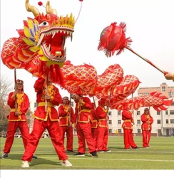 59ft 18meter length  Dragon Dance Costume for Adults Silk 10 Players Artist, Halloween Party, Perform, Parade Folk Stage,