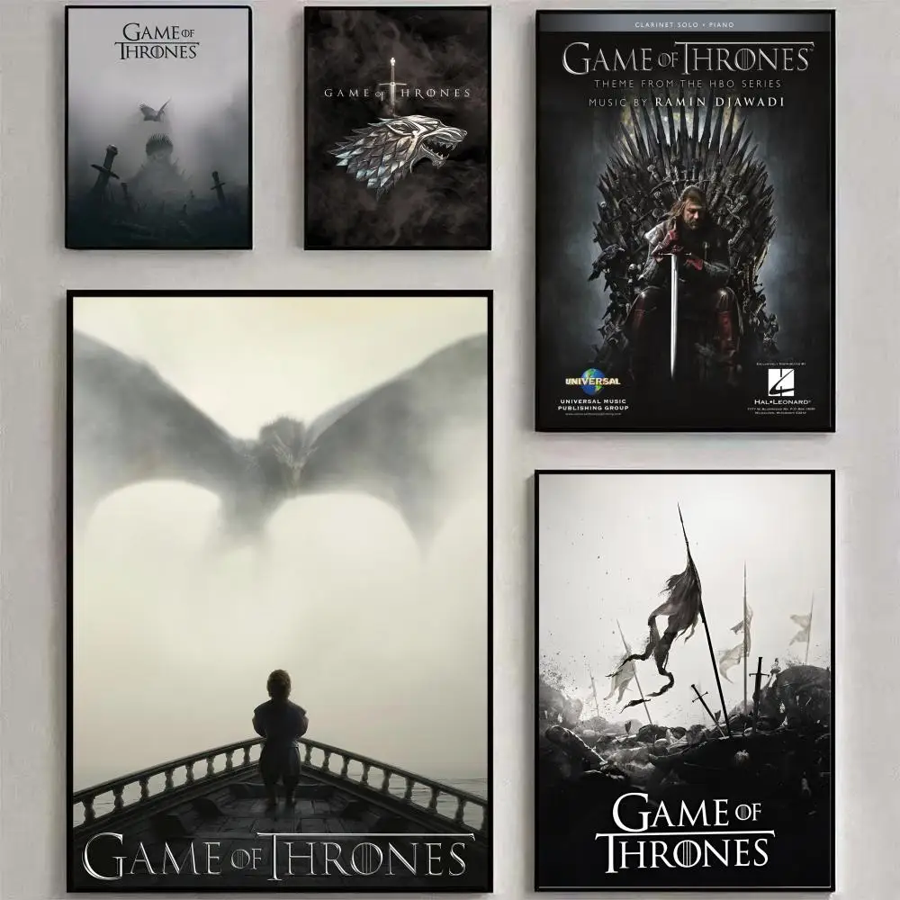 Anime g-game quente t-trones-s cartaz cartaz à prova dwaterproof água hd arte da parede decalque auto-adesivo decoração estética para casa sala de estar