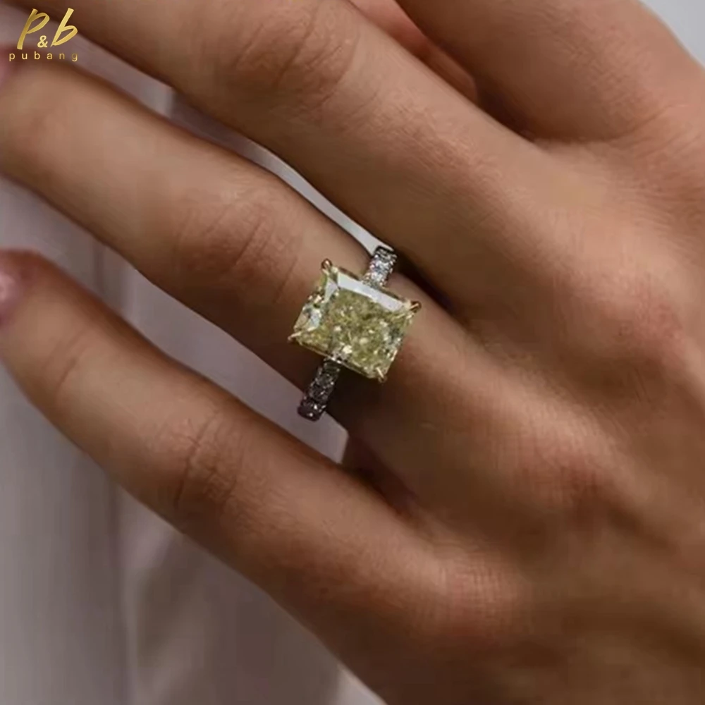 

PuBang 3EX VVS1 Настоящее 8-каратное желтое муассанитовое кольцо для свадебной вечеринки с измельченным льдом, сияющей огранки, однотонное золото 18 карат, ювелирные изделия для женщин