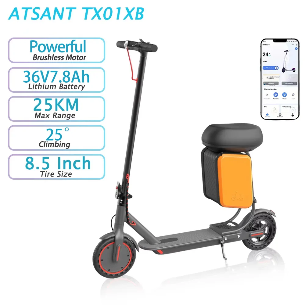 ATSANT TX01XB Elektrische Scooter voor Volwassenen met Grote Opbergbox, Krachtige Prestaties, 36V 7.8Ah, Lange Afstand, 8.5 Inch, Smart App, Opvouwbare Elektrische Scooter