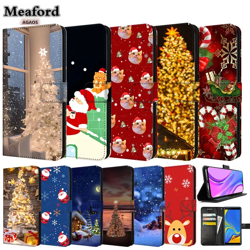 Capa para honor 400 smart lite 300 ultra feliz natal caso alívio suporte livro flip capa protetor capa de couro carteira magnética