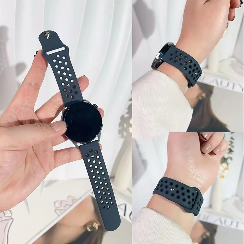 Спортивный ремешок для Samsung Galaxy Watch 7-FE-5-pro-6-Classic/active 2, 40 мм, 44 мм, силиконовый браслет 20/22 мм, ремешок Huawei GT 4-3-2e-pro