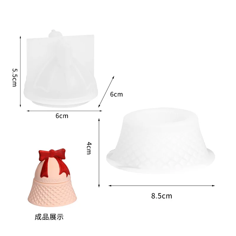 Christmas Bell Shaped Silicone Mold For Aromatherapy Gypsum Candle Cup Plaster Jar Epoxy Resin Candle Container Decoration Mould - view 3