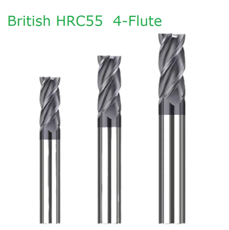 

British HRC55 CNC Carbide End Mill Cutter Coated 4 Flute hard alloy Machining Tool straight handle end mill XINTO