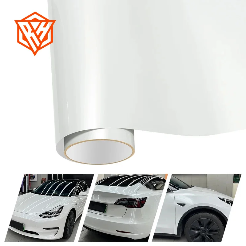 18mx152cm Premium Gloss Pearl Shell White Color Sticker Vinyl Wrap Film Roll Self Adhesive PET Decal Car Wrapping Film Scratch