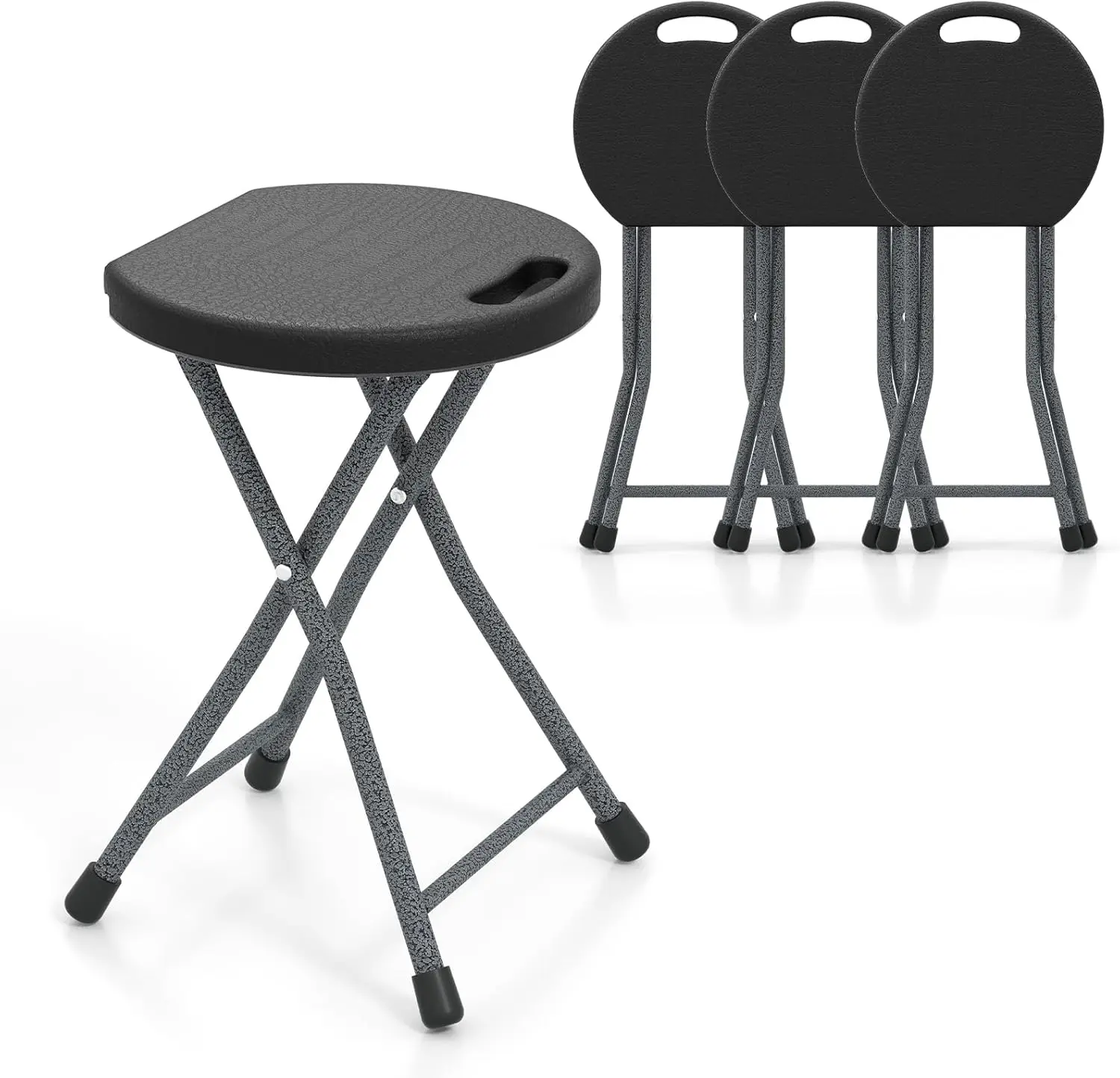 Folding Stool, 4 Pack 18 inch Foldable Camping Stool for Adults with 440 lb Capacity, Portable Plastic Fold up Stool, Collapsibl