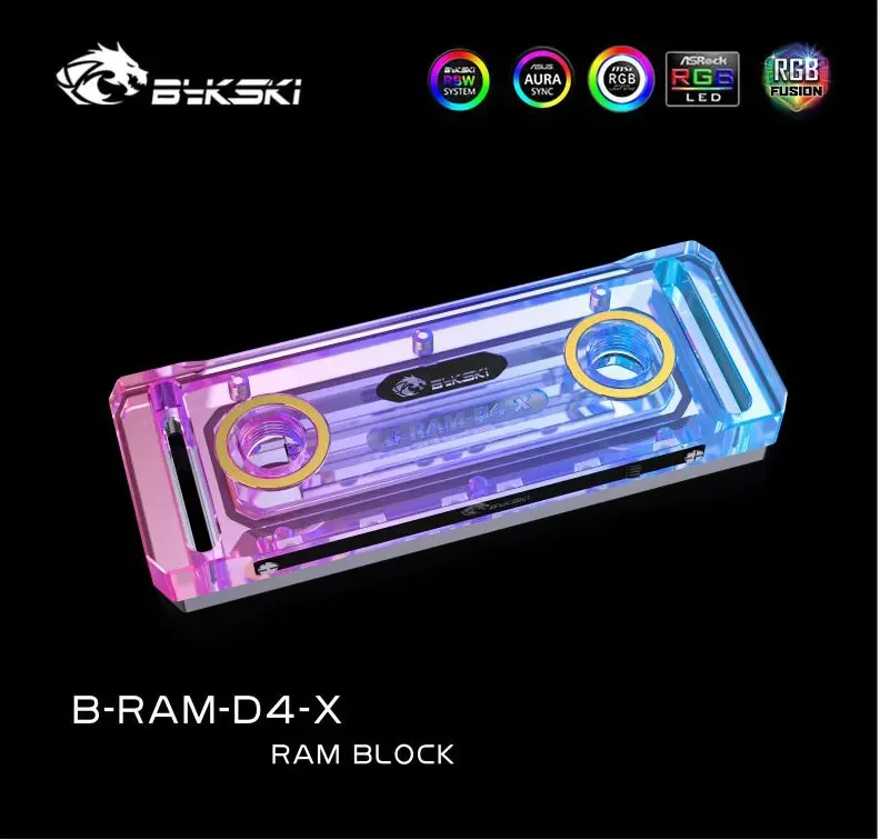 BYKSKI Acrylic RAM Cooler Heatsink Dual Channel Memory Water Cooling Block  12V RGB 5V ARGB B-RAM-D4-X