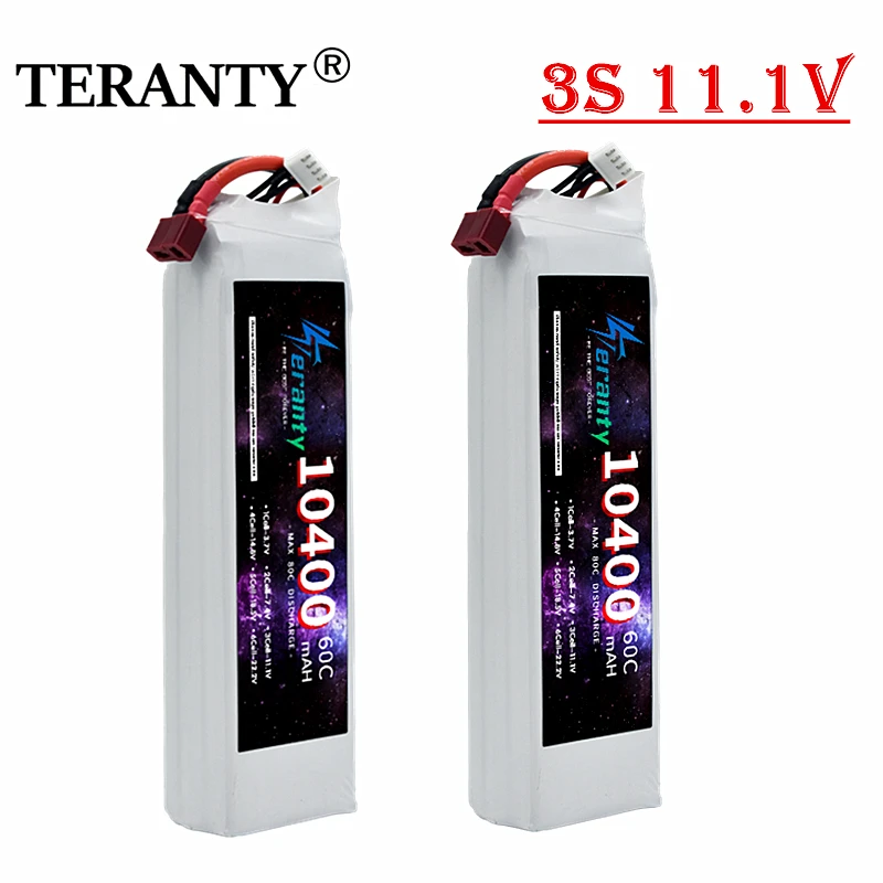 

3S 11.1V 10400mAh Lipo Battery 60C with XT90 TRX Deans T XT60 Plug for RC Car Vehicle Truck Tank Buggy Truggy Racing Hobby