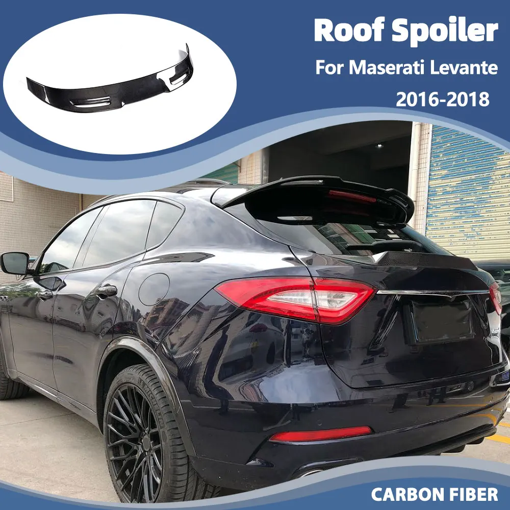 Car Rear Roof Spoiler Wing For Maserati Levante Sport Utility 4-Door 2016-2018 Carbon Fiber Rear Window Roof Lip Wing Spoiler