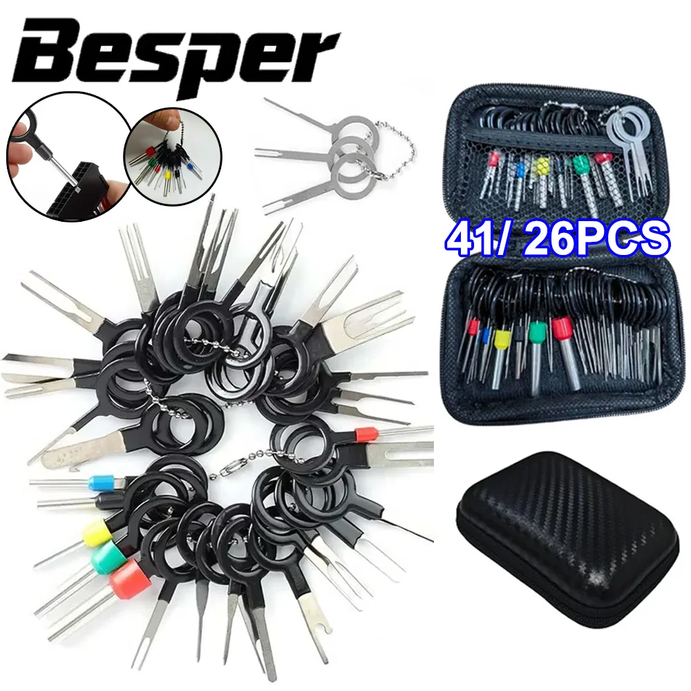 

41/26PCS Universal Car Terminal Removal Repair Tool Wire Plug Connector Extractor Puller for Car Terminals Disassembly Hand Tool