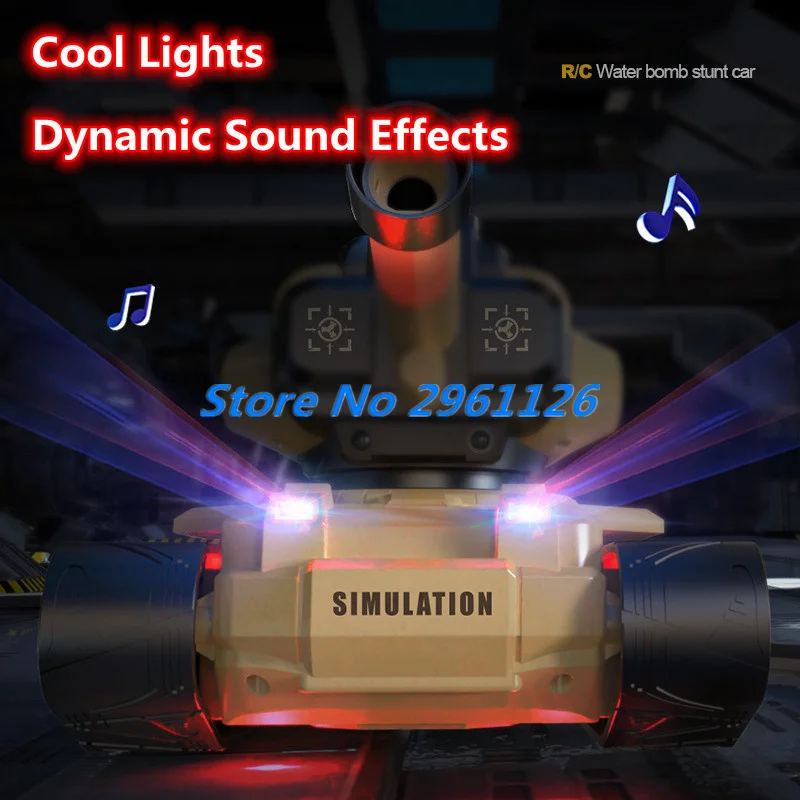 Sensor de gestos del tanque de control remoto de bala de fuego todoterreno inteligente 360 °   Efectos de sonido simulados de rotación, demostración de una tecla, tanque RC, regalo para niño