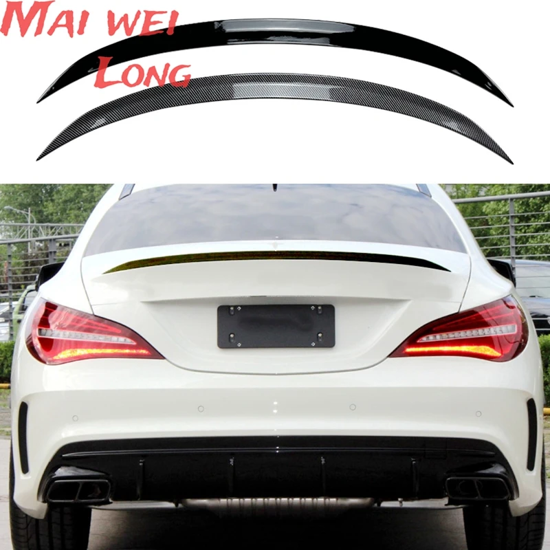 Spoiler For Mercedes W117 Cla 180 2012-2022 Car Accessories Soft Car Roof UNIVERSAL Wing Lip Trim Spoiler ABS Gloss Black 5D