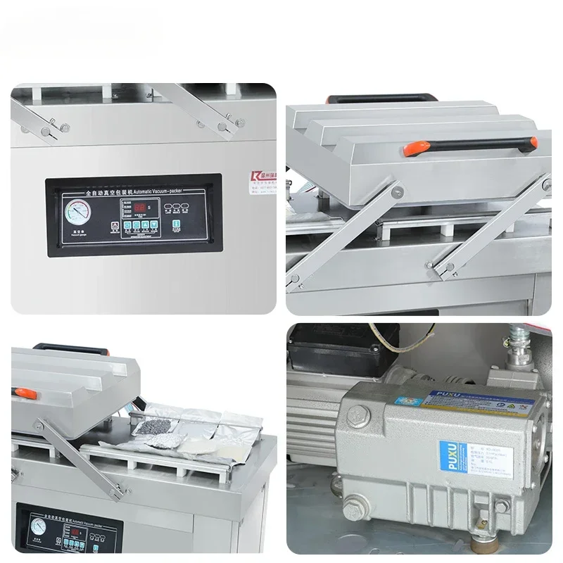 DZ-600 Customized Vacuum Pumps Seal Bars Machine Housing Flatbed Double Automatic Chamber Vacuum Sealing Packaging Machine