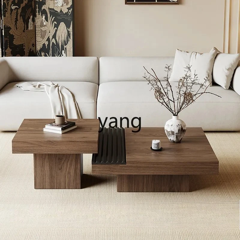 LMMM retro style walnut color solid wood silent square coffee table living room small apartment tea table