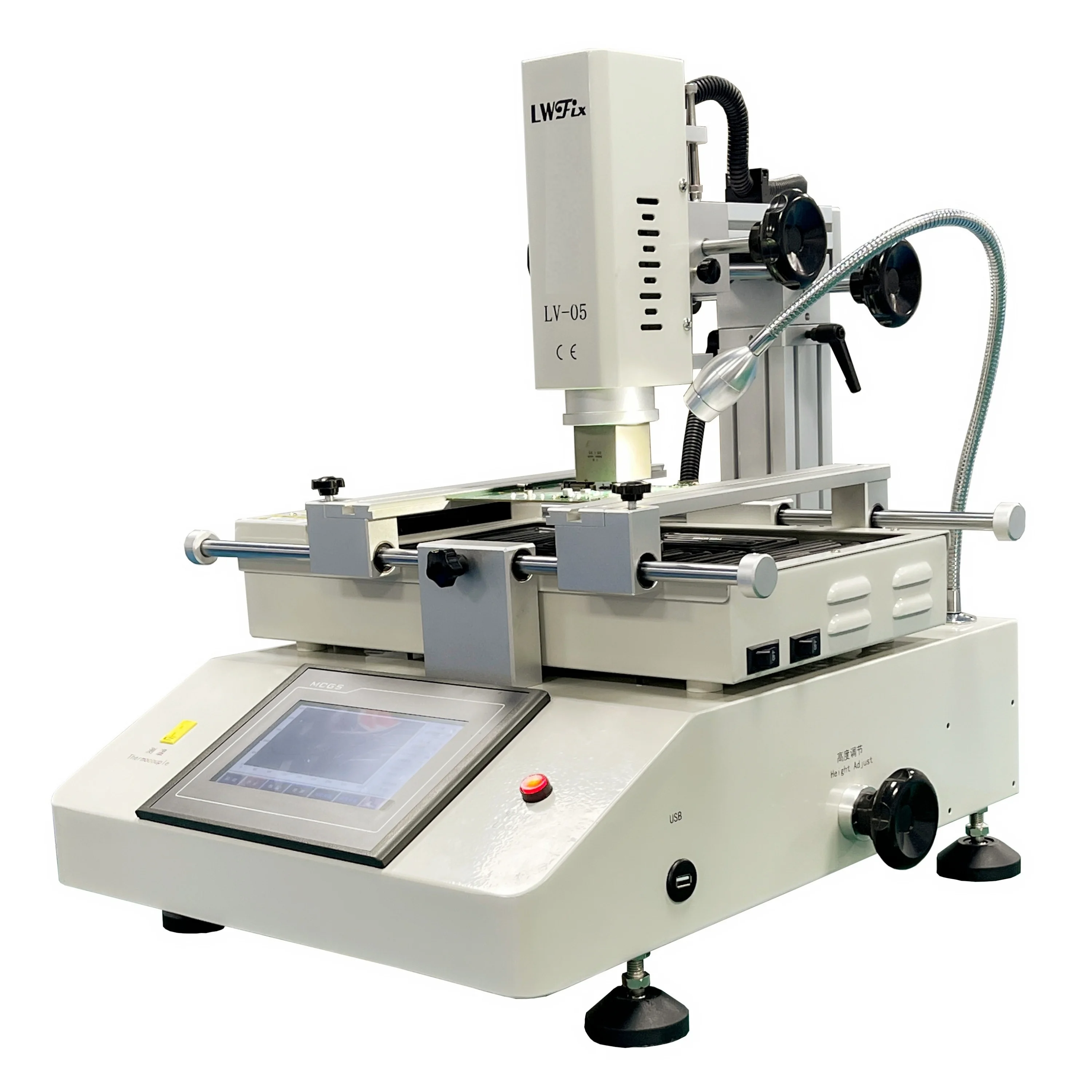 LV-05 BGA Rework Station 3 Zones Hot Air Touch Screen Solder Machine Optical Alignment Desoldering Station Soldering Tools