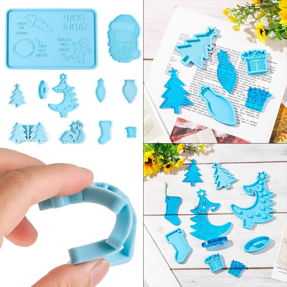 Claus key Chain Clay Mold Christmas Tree Christmas Decoration Silicone Moulds Keychain Mould Jewelry Making Tool Pendant Mould