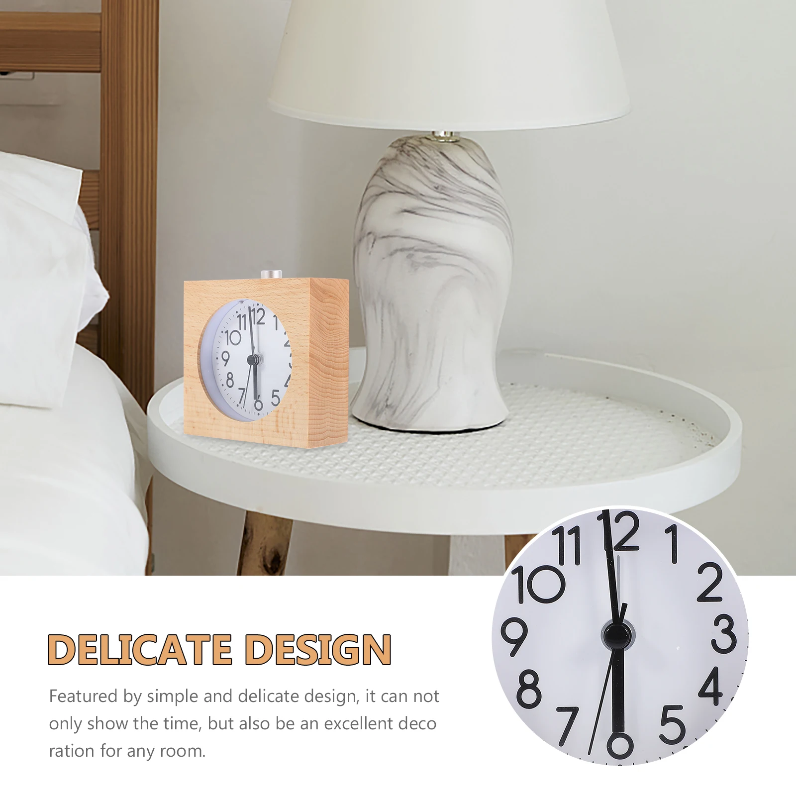 

Stylish Wooden Alarm Household Decorative For Bedroom Office Bedside Desktop Clock Wood Tabletop Clock For Gift