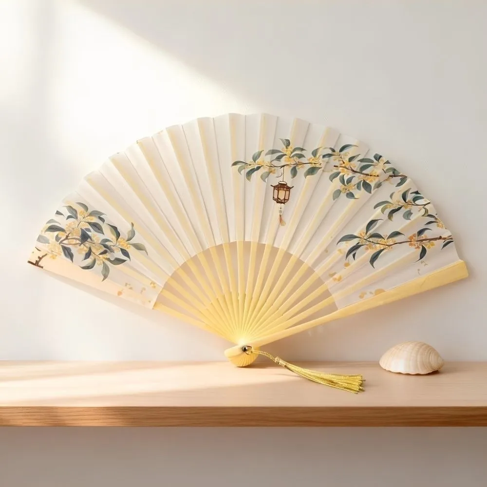 Home Ornaments Cloth Folding Handheld Fan Collapsible Chinese Style Decorative Fan Floral Printed Home Decor Dance Fan Dancing