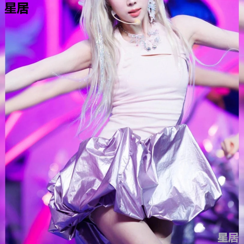 Women Group Kpop Jazz Outfit Sexy Off-Shoulder Crop Top Short Skirt Concert Dance Clothes Stage Singer Show Performance Costume