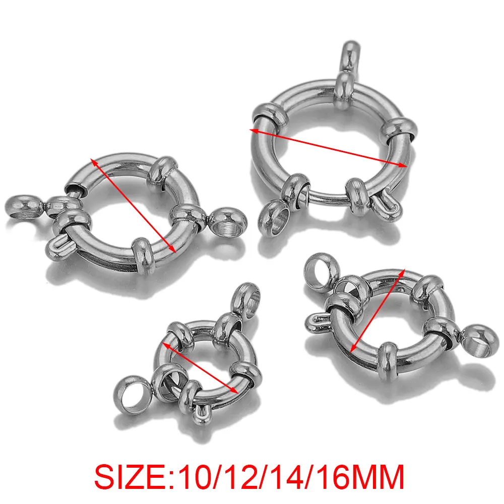 4pcs Stainless Steel Round Spring Clasps Carabiner for Bracelet Necklace Clasp DIY Costume Jewelry Making Supplies Materials