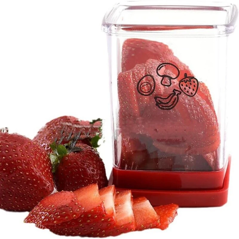 ที่ตัดผักผลไม้พร้อมที่ดันทรงถ้วยเครื่องหั่นผลไม้ที่ตัดไข่เครื่องตัดสตรอเบอร์รี่กล้วยสแตนเลส