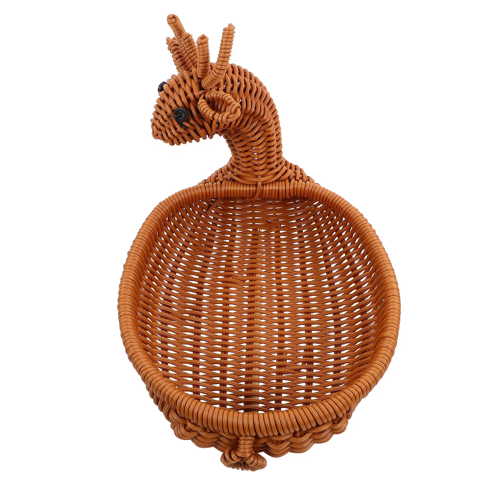

Storage Basket Practical Food Snack Plate Bread Candy Tray Kitchen Woven Bucket Plastic Fruit Home Hotel Coffee Shop Imitation