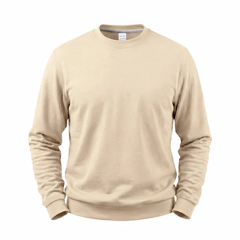 Einteiliger, locker sitzender, klassischer, mit Fleece gefütterter Rundhals-Langarm-Sweatshirt für Herren, warmes, winddichtes, lässiges Winter-Oberteil – Detail 5