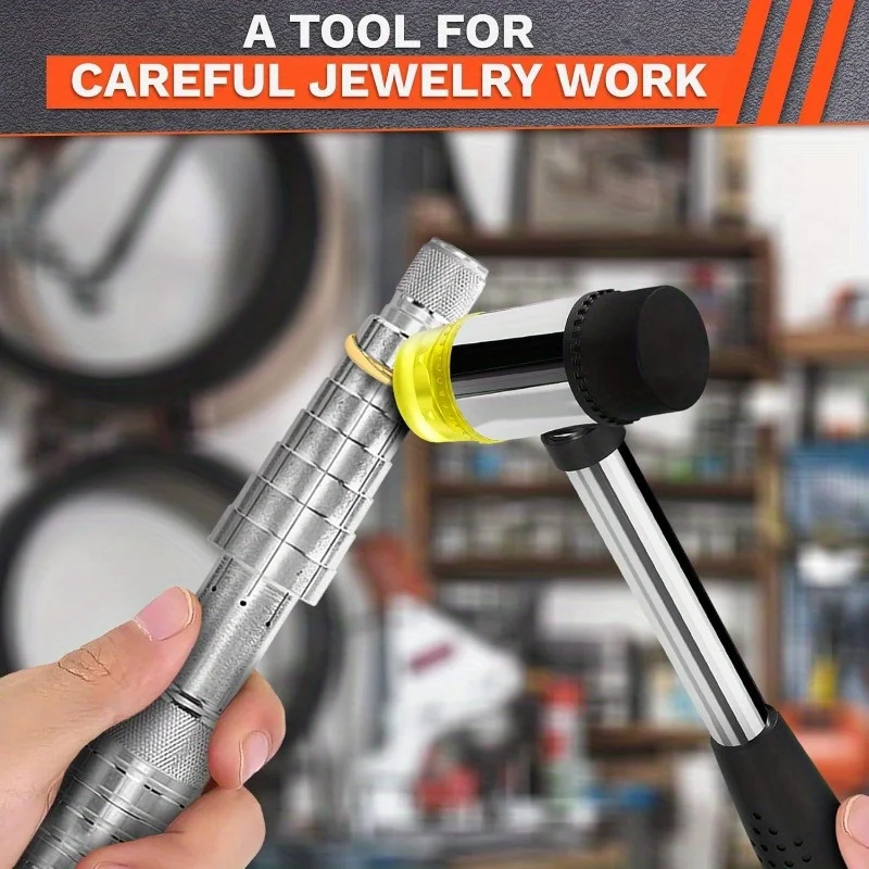 Dual Head Rubber Mallet Non Slip Grip Handle Soft Rubber & Plastic Hammer Portable Jewelry Making Tool Ideal for Ring Sizing