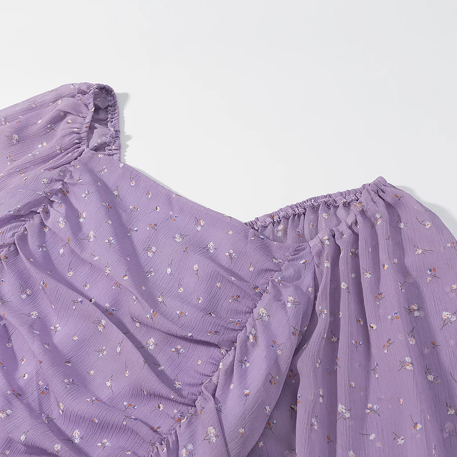 Kolekcja Jesień 2025 Nowości Damska Sukienka w Stylu Country z Kwadratowym Dekoltem, Długa, Dopasowana, Plisowana, z Nadrukiem, Obcisła, Codzienna, Krój X-Cut