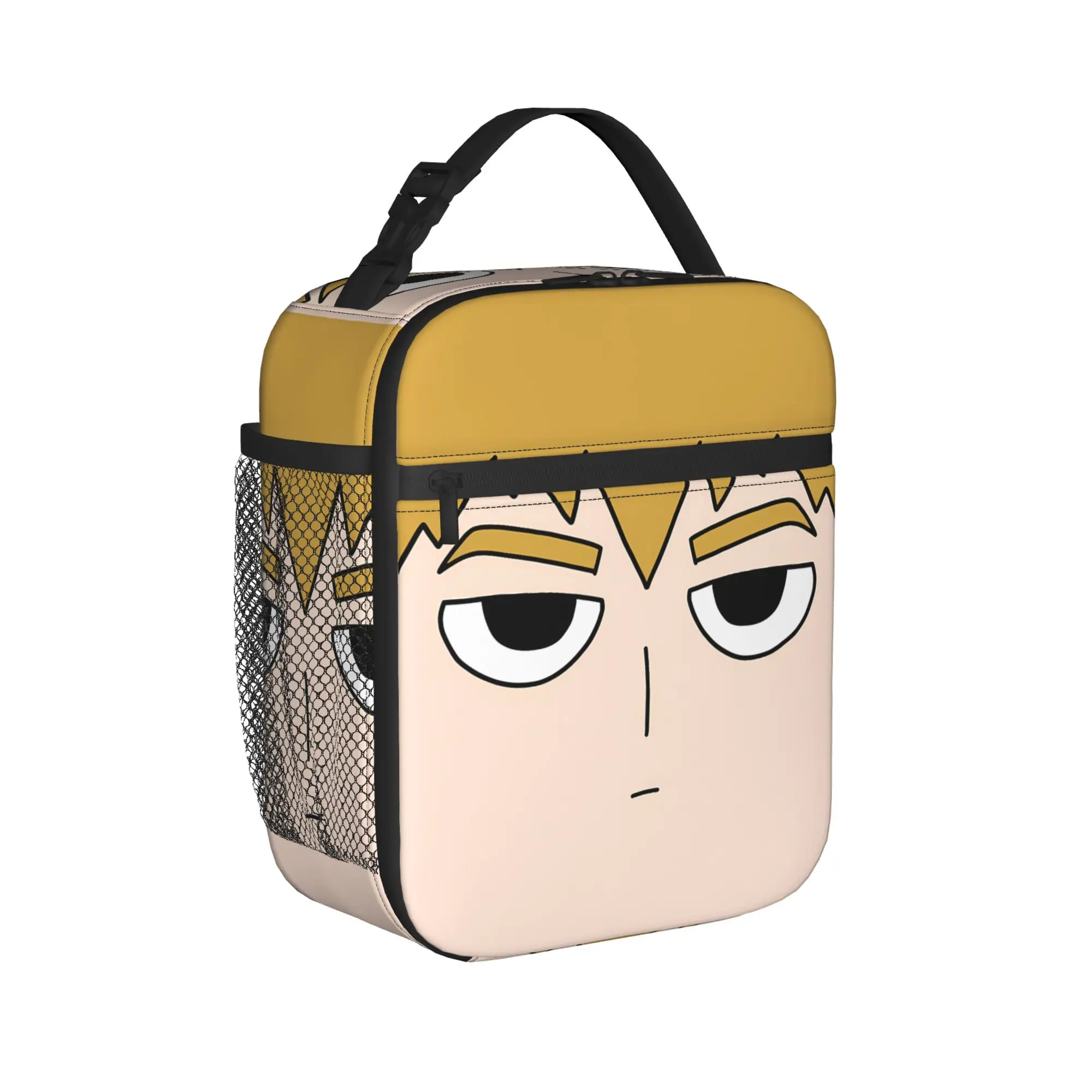 MOB PSYCHO 100 Lunch Bag  Outdoor Picnic Lunch Box For Women Cute Graphic Tote Food Bags Oxford Portable Zipper Cooler Bag