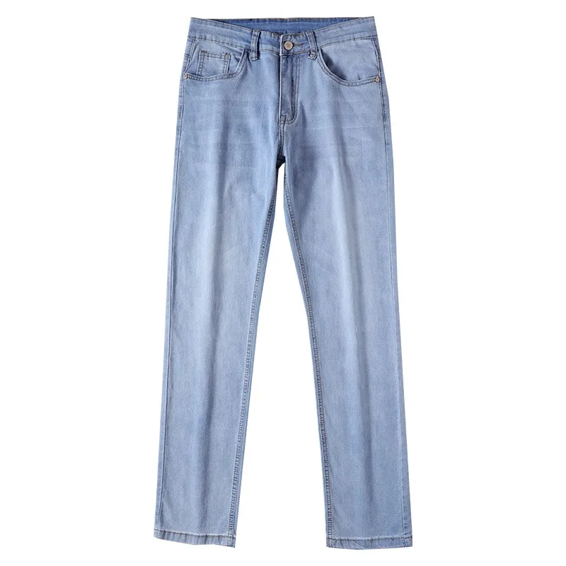 High-end luxe jeans slanke broek met rechte pijpen zomer slanke casual broek streetwear heren