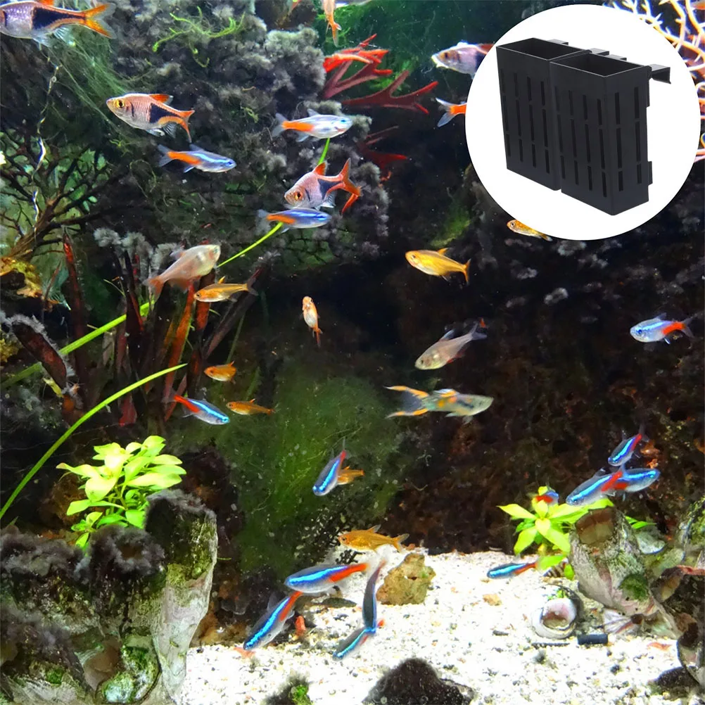 

2pcs Black 15 Hooks Aquarium Plant Stand Hanging Planter Pots Fish Tank Hydroponic Decor Baskets Plastic Aquatic Holder