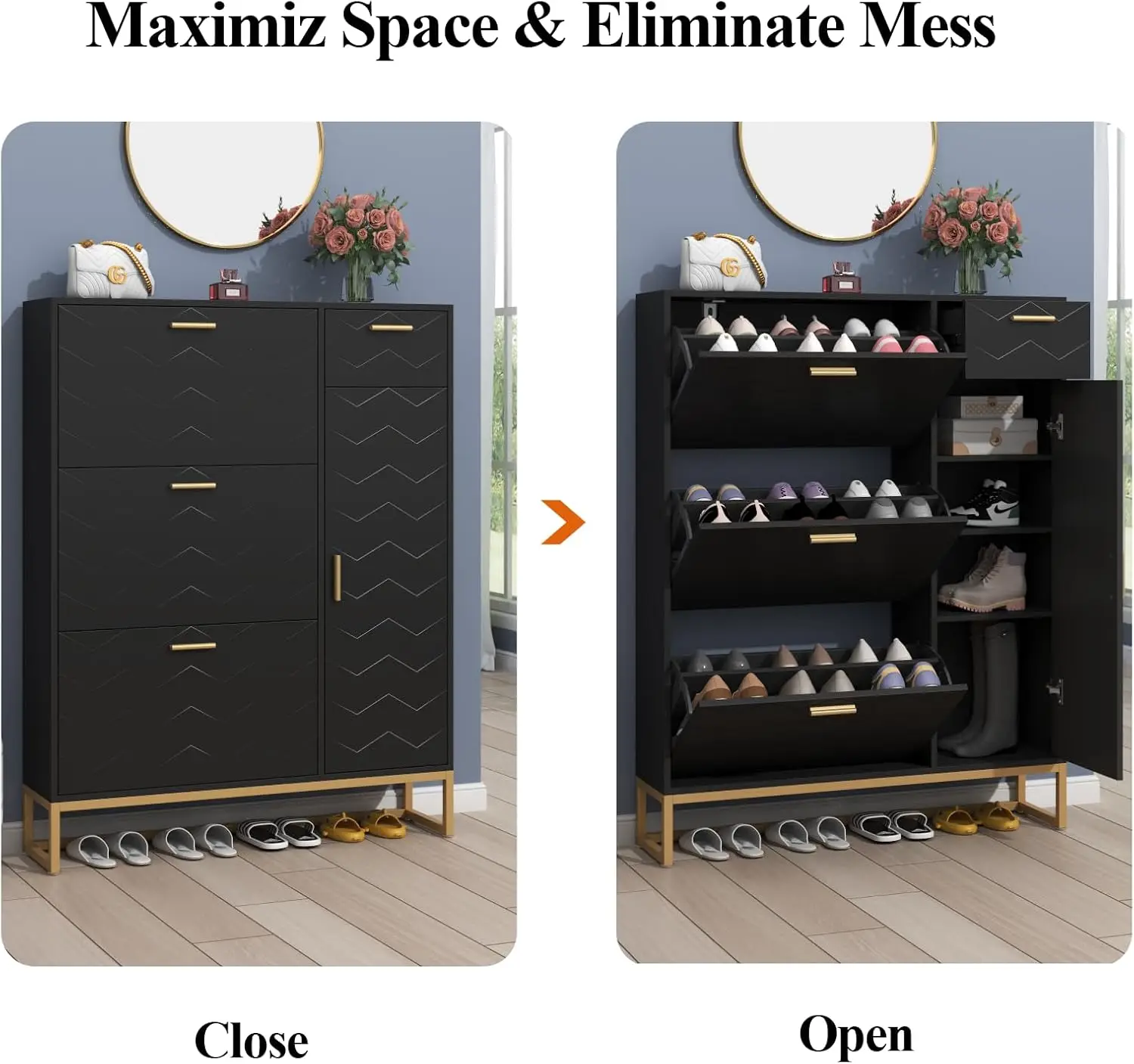 Armoire de rangement, chaussure autoportante à 3 pivots de proximité, chaussure moderne T1 avec armoire latérale réglable, entrée Na