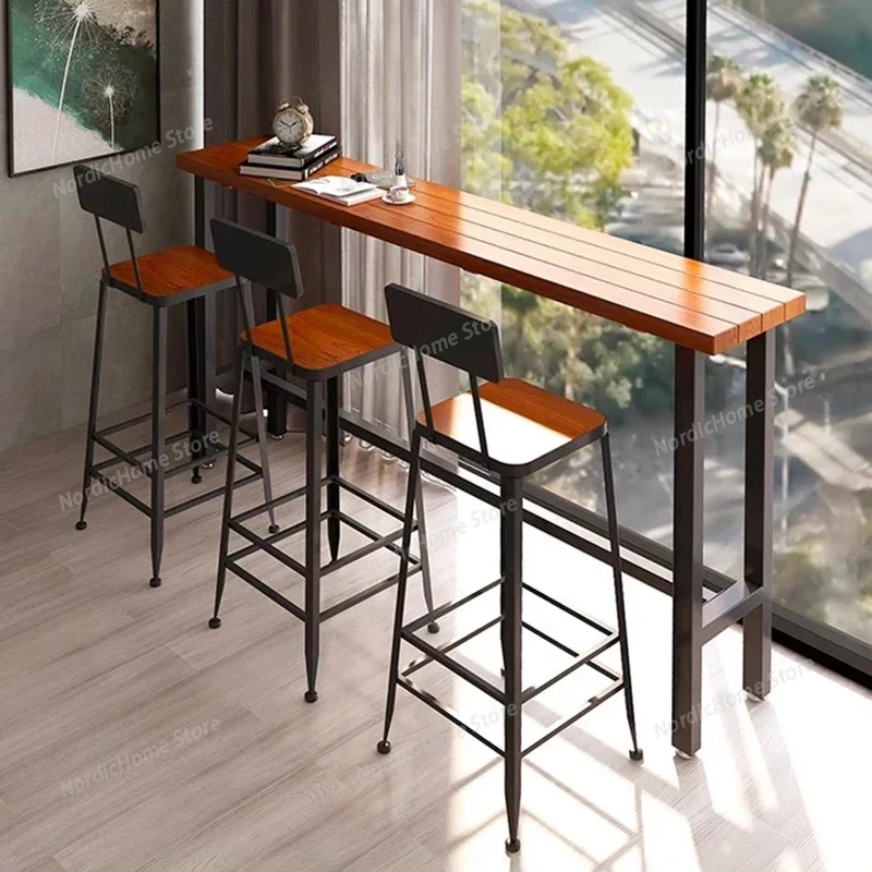 

Balcony Tavern Bar Table Solid Wood Lean Against The Wall Design Restaurant Bar Table Senior Mesa Long Furniture Tavolo