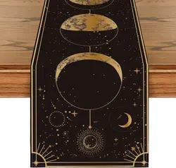 Astrology Moon Magic Linen Table Runner Dresser Scarves Decor Mystical Gothic Kitchen Dining Table Runner Holiday Party Decor
