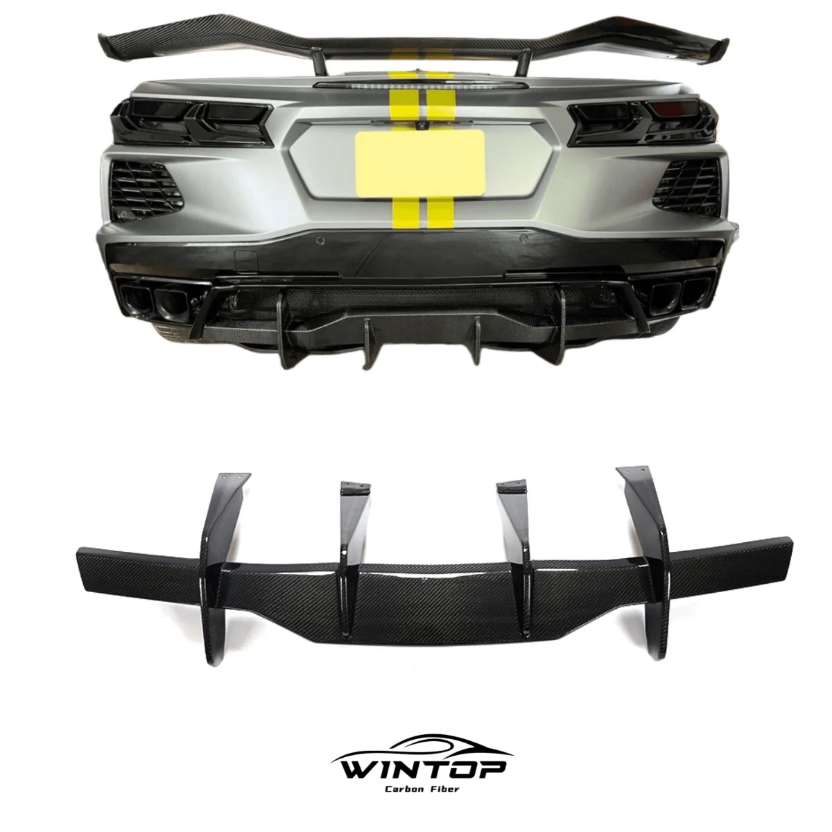 C8 carbon fiber tuning Rear Bumper Diffuser Lip for Chevrolet Corvette C8 Stingray 2020