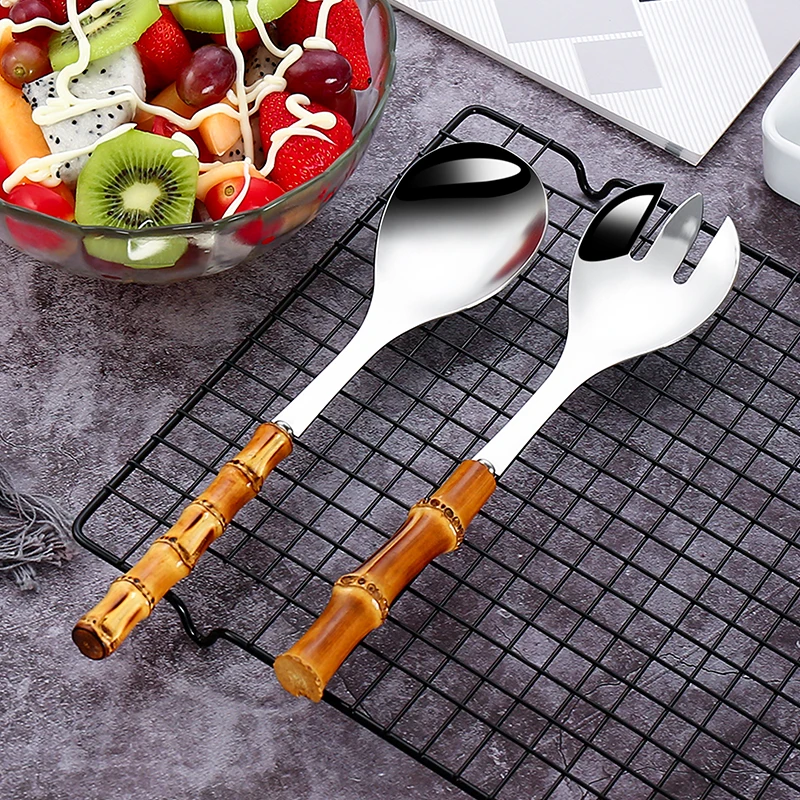 

Bamboo Handle Soup Spoon Stainless Steel Golden Spoon Noodle Spoon Gold Metal Practical Pasta Tools Scoop Kitchen Accessories