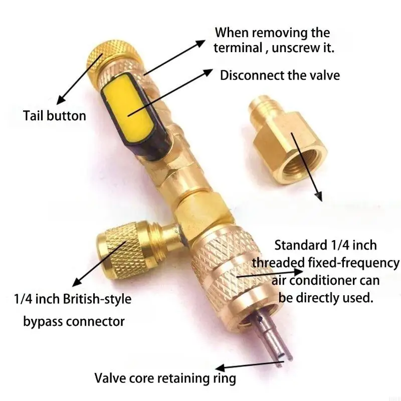 

High Efficiency HVAC Valves Cores Removal Tool Integrated Vacuum Gauge Port H9EE