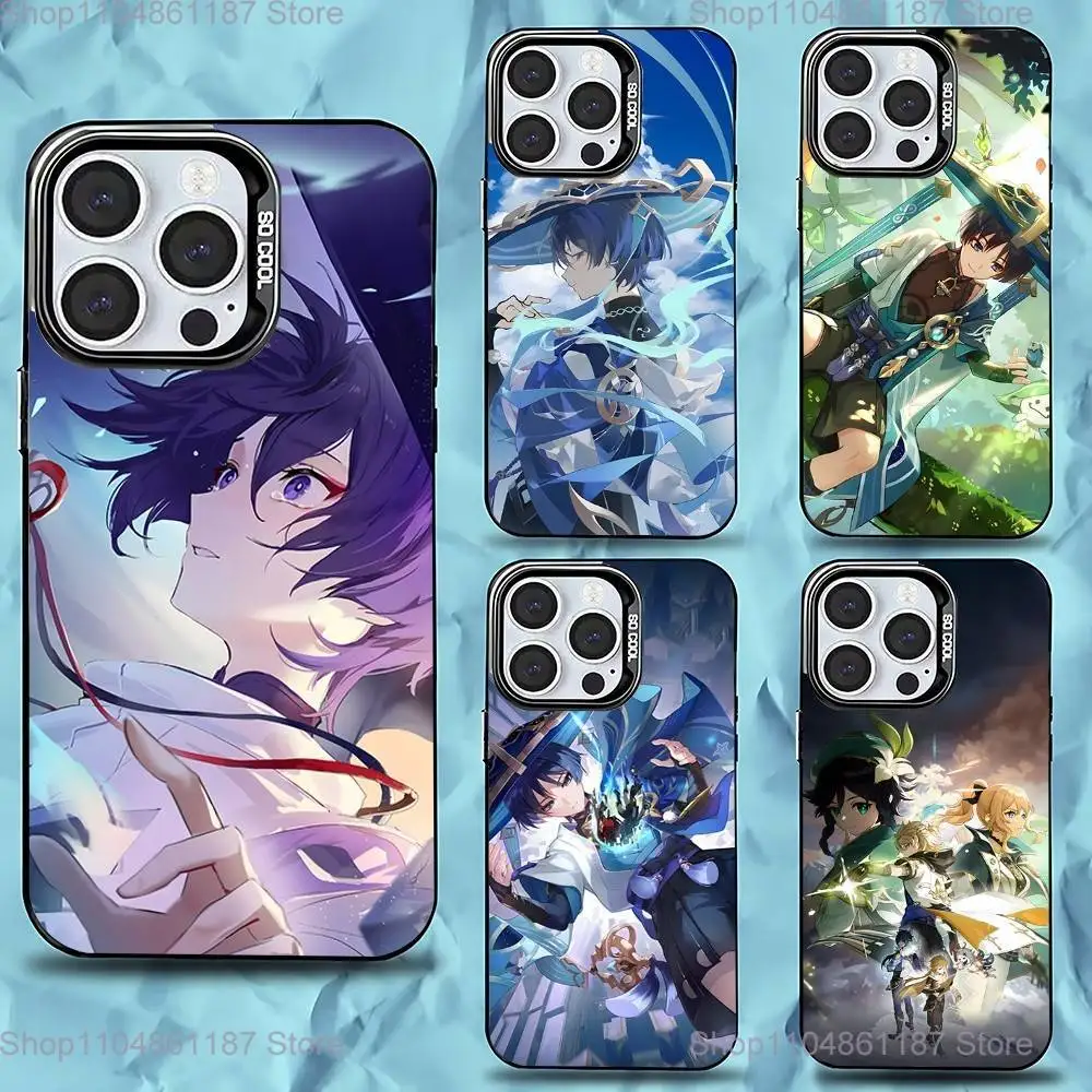 

Scaramouche Genshin Impact Phone Case For iPhone 16,15,14,13,12,11,Pro,Max,Plus,Mini,XS,SE Anti Fall Black Matte Hard Bumper