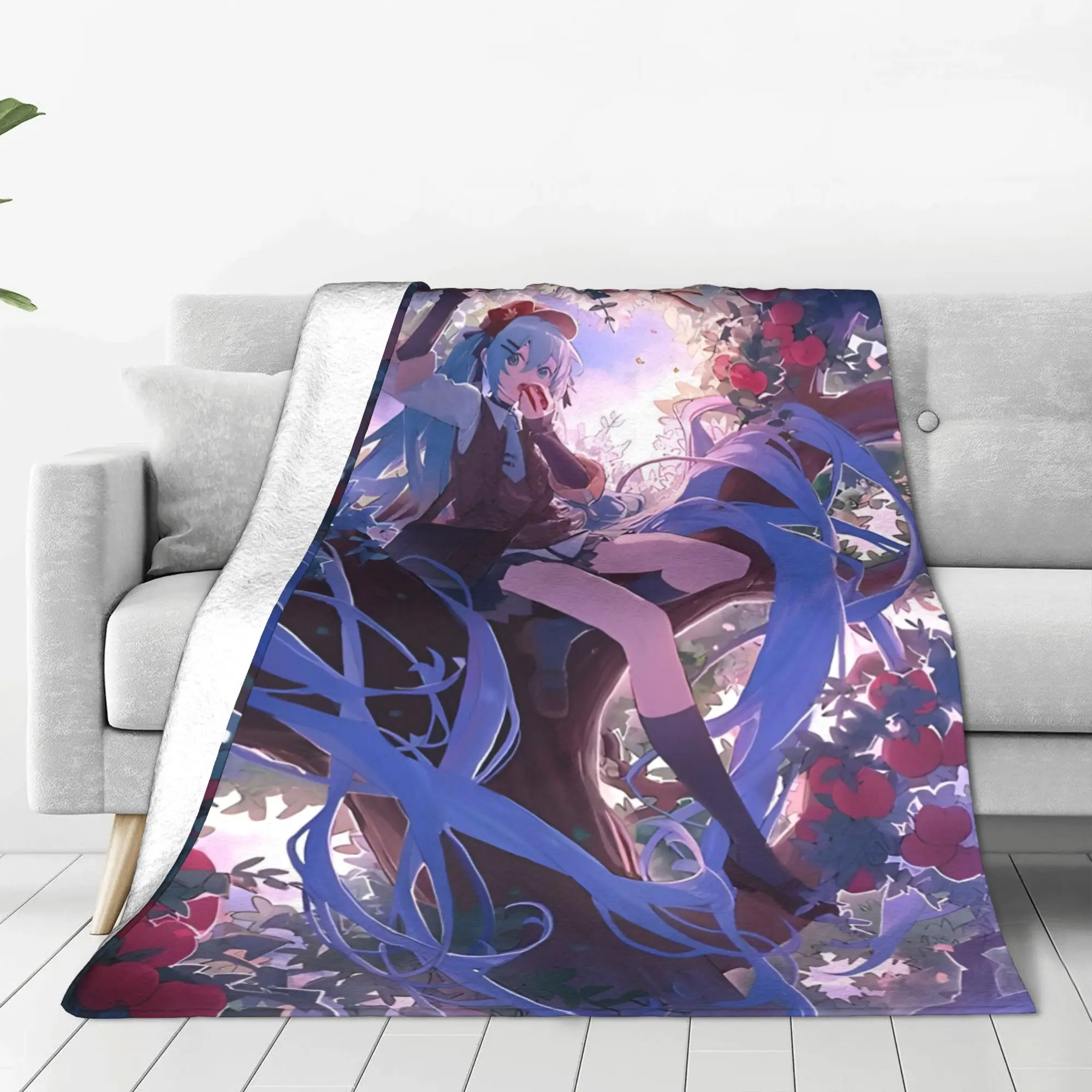 1PC home Cutecore Hatsune Miku Cartoon Singer  Blanket Super Cosy Plush Home Living Room Sofa halloween
