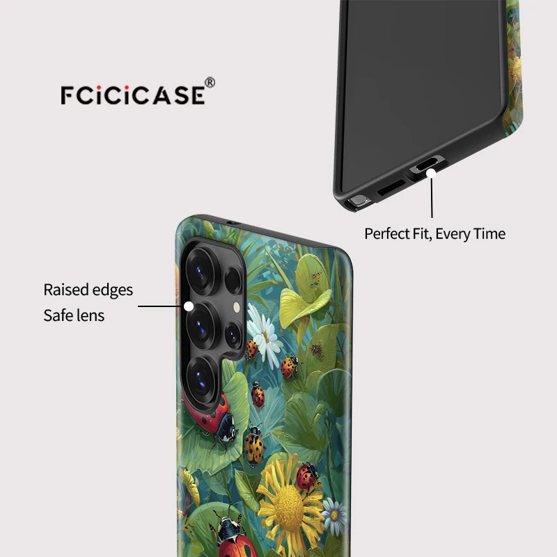 Fcicicase A36 A16 A56 A26 fleur mignon insecte motif coque de téléphone pour Samsung Galaxy S25 Ultra S20 FE S23 Plus S24 mat Capa