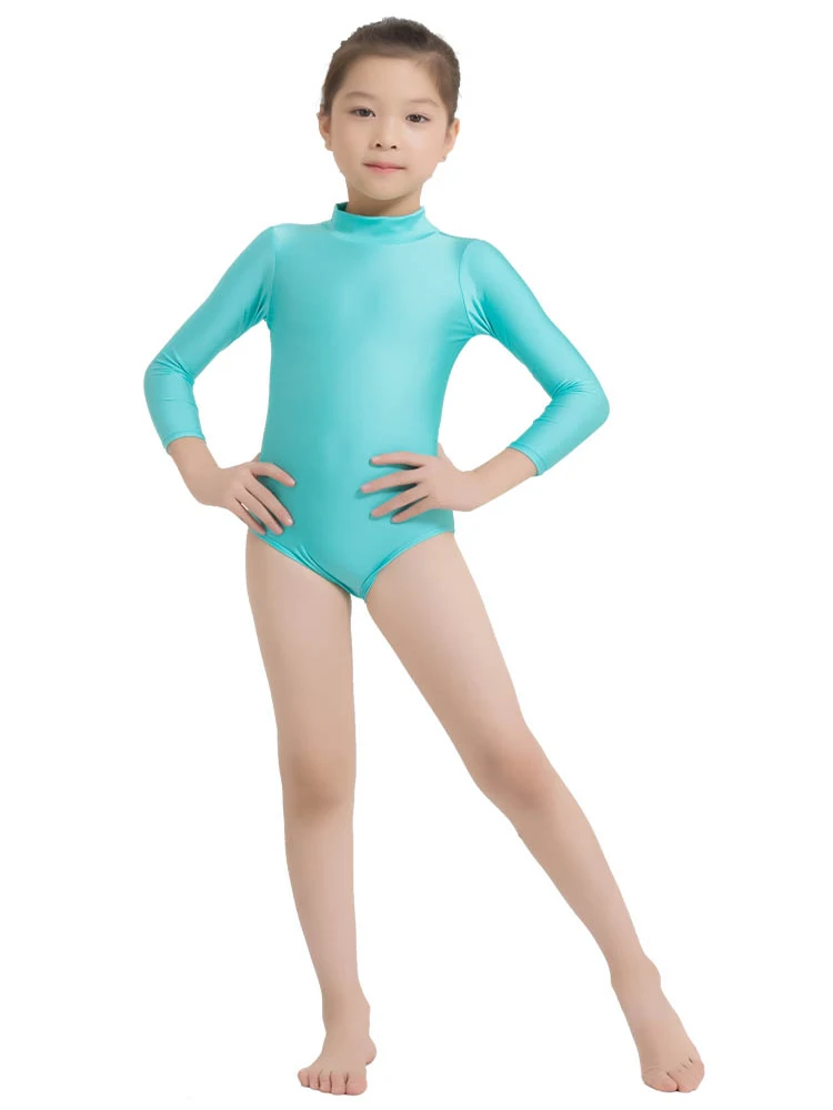 Crianças gola alta manga longa collant ginástica ballet dancewear exercício roupas para crianças vestido patinaje artistico niña