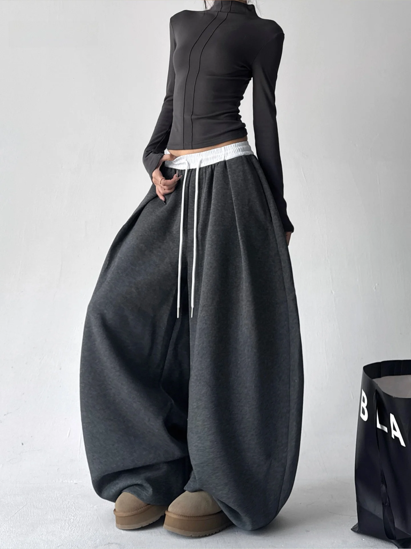 

Повседневные женские широкие брюки с двойным поясом и цветовыми блоками, прямого кроя, для зимних видов спорта