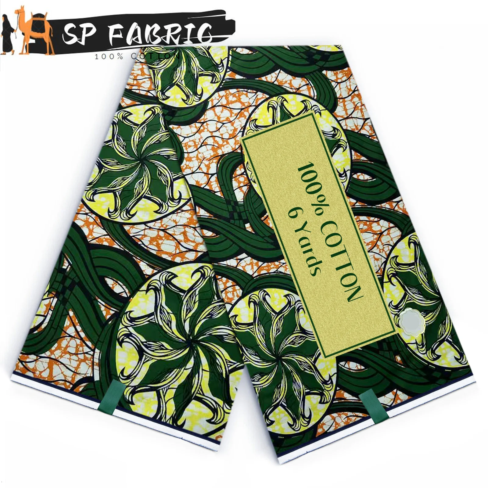 

Модная африканская восковая хлопчатобумажная ткань, 6 ярдов, пряжа с принтом, 2025 г., высококачественный материал для шитья одежды, свадебного платья, подарочного использования