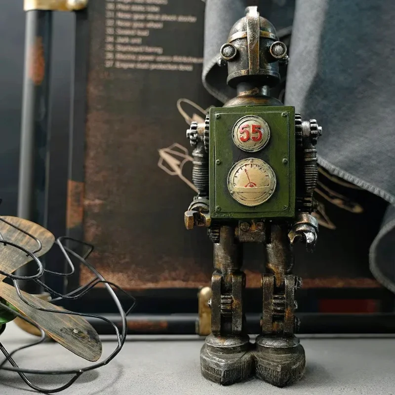 Steampunk Robot Figurine Resin Miniature Model Ornaments Handicraft Collectibles Models Living Room Interior Tabletop Decoration