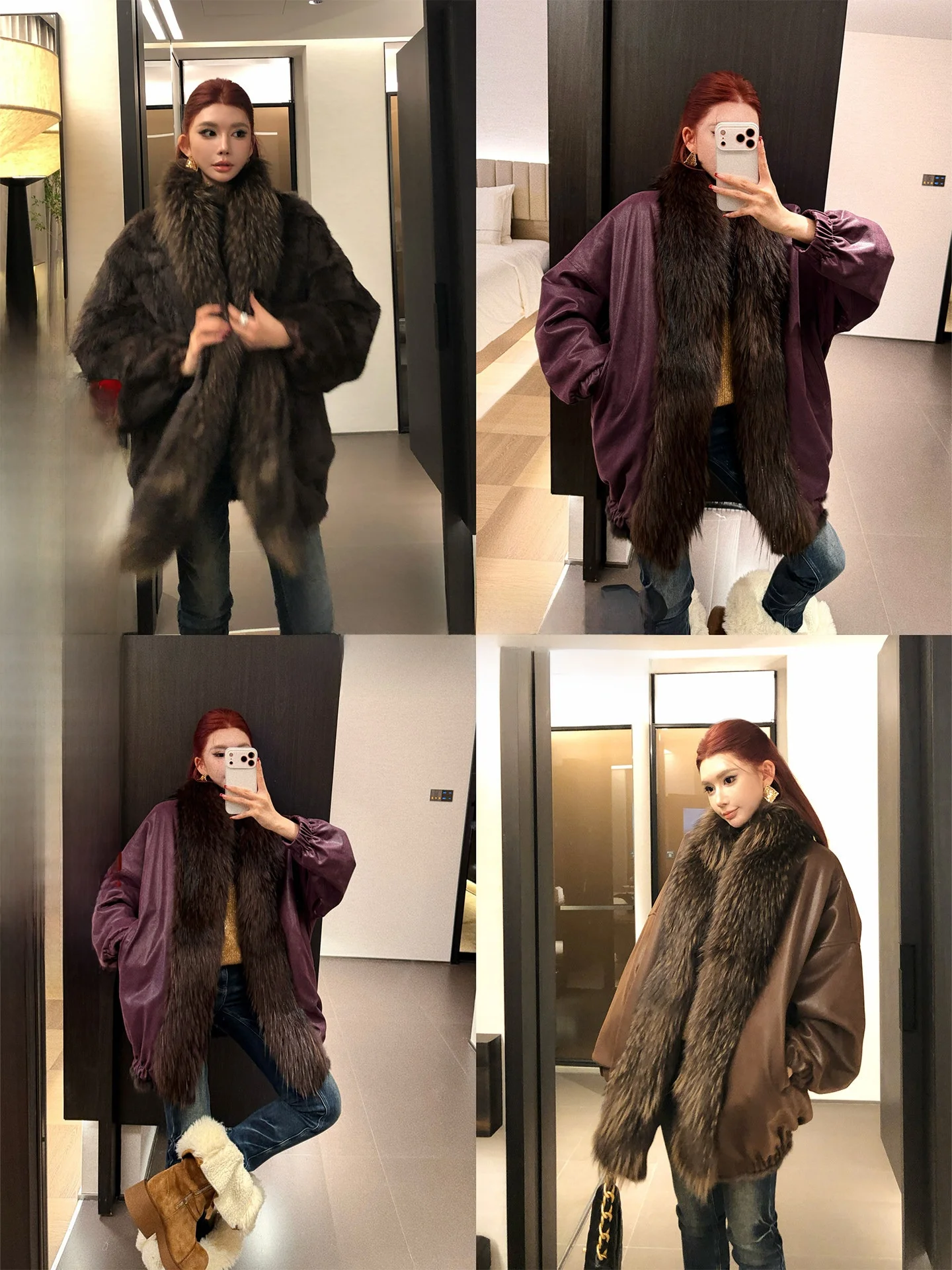 

Пальто Li Wan Jun класса люкс с меховым воротником из замши или кроличьего меха, женское, осенне-зимнее, двустороннее, теплое