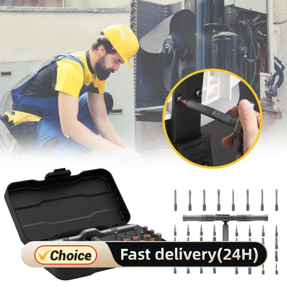 Multi-Purpose 24 In 1 Ratchet Wrench Screwdriver W/ Detachable Ratchet Handle for Furniture Computer Laptop PC and Bicycle