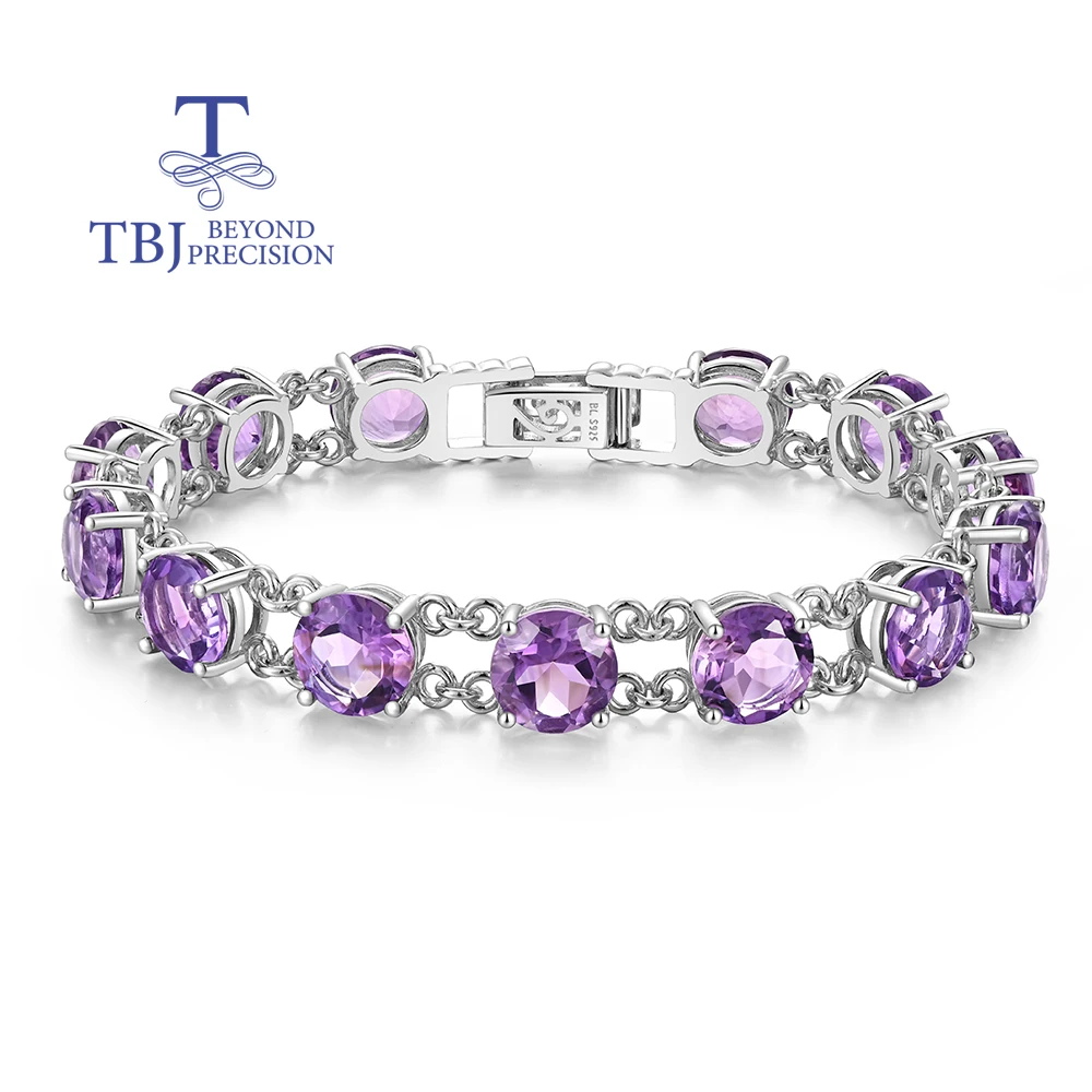 

Luxury multi-gem Design February Birthstone Natural Six Cornor Amethyst S925 Silver Bracelet Ladies Anniversary & Birthday gift