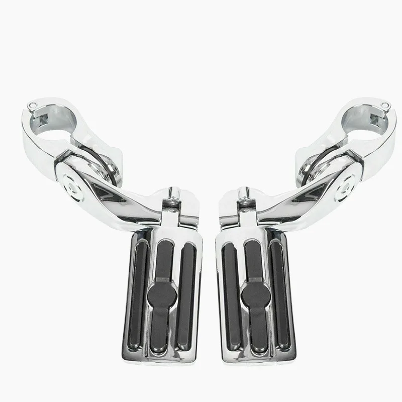 Universal Motorcycle Foot Pegs Aftermarket Footrest for 1‑1/4 inch Handlebar Mount Replacement Accessories